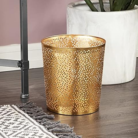 CosmoLiving Waste Bin with Laser Carved Floral Design Cover