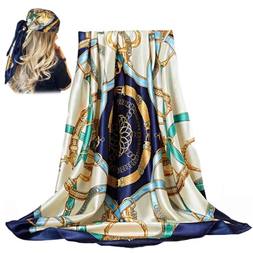 Silk Head Scarf for Women, 35x35 Skin-Friendly Elegant Square Scarf, Soft & Breathable Satin Head Scarf for Women Girls Birthday, Wedding, Mother's Day Gift,Silk Head Wrap for Sleeping2