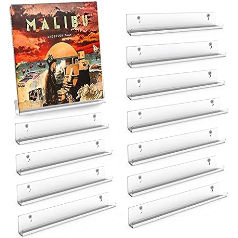 Giyiprpi Paquete de 12 estantes de vinilo para pared con soporte de acrílico transparente Cover