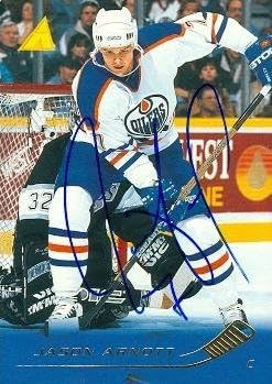 Jason Arnott autographed Hockey Card (Edmonton Oilers) 1995 Pinnacle #16 - NHL Autographed Hockey Cards
