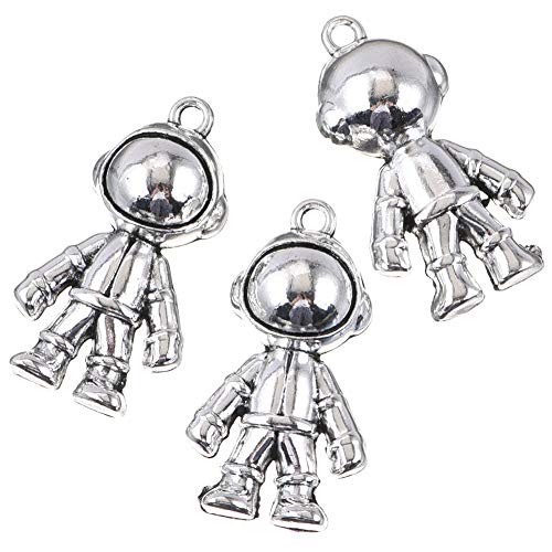 10pcs Tibetan Antique Silver Color Plated 3D Astronaut Pendant Spaceman Universe Charms Pendants Making DIY Handmade Finding 33x18mm (B227)