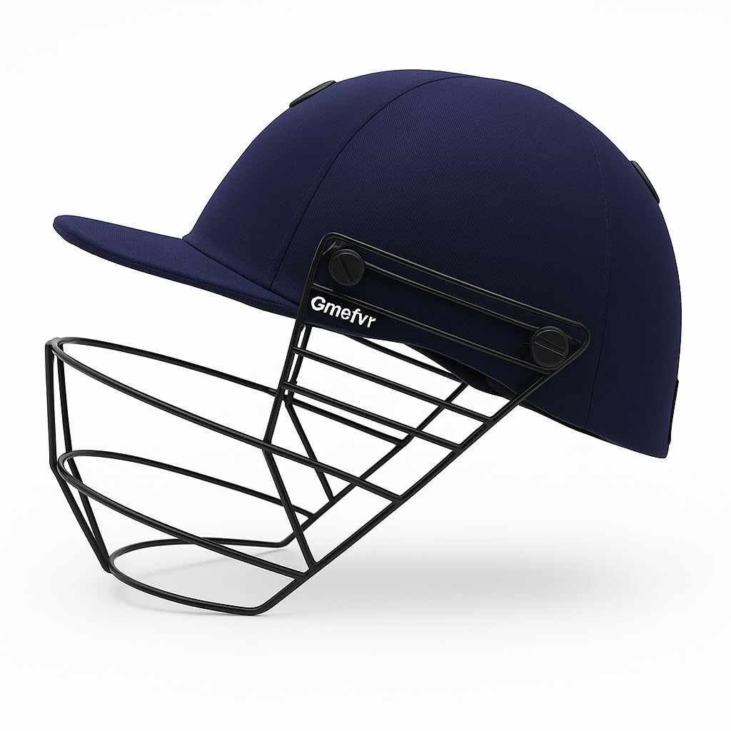 Gmrfvr Cricket Helmet for Men & Boys (Adjustable Steel Grill | Color: Navy Blue | Light Weight