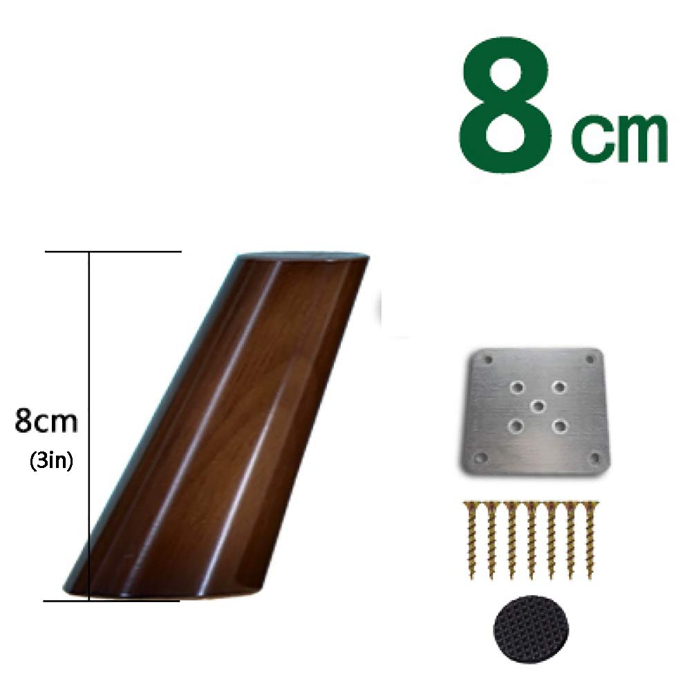20,3 cm massief houten meubels bank benen set van 4 stuks vervanging bank bank bank stoel salontafel kast been meubels voeten - walnoot kleur