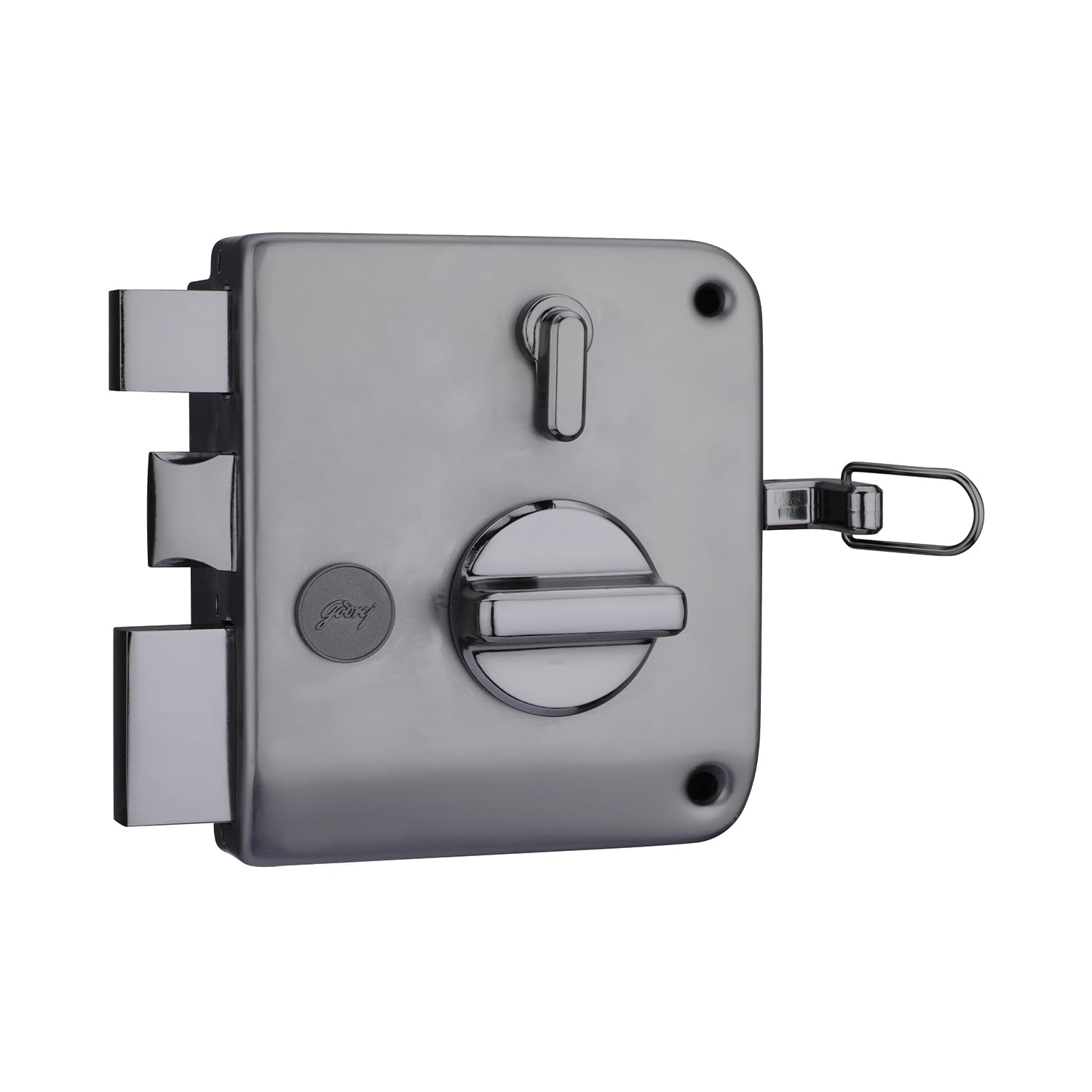 Godrej Rim Lock I Tribolt Ultra XL+ l 1CK Latchbolt I for Inside Opening Wooden Door | Left/Right Handed Doors I 4 Keys I 5-Year Warranty I Automatic Locking l Matte Black Nickel Finish — Amazon image 10