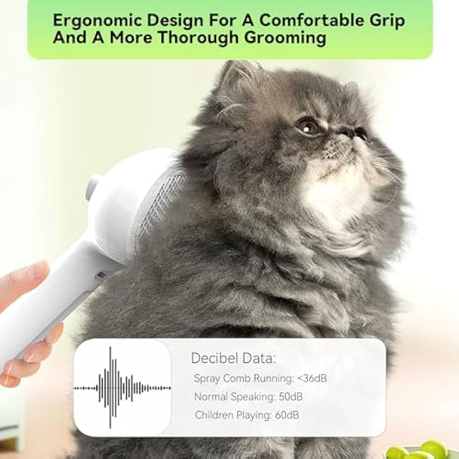 Pet Steam Brush, 3-in-1 Spray Hair Removal Comb for Dog and Cat, Steam for Shedding and Grooming, Spritz Defur Comb, Water Brush for Long & Short Haired Pets-ejHtOhTN