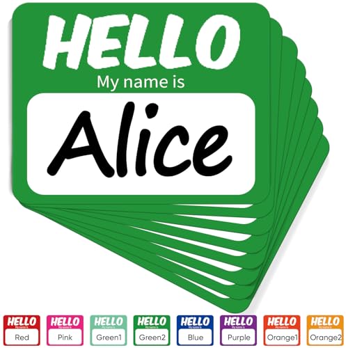 Image of 256 Pcs Name Tags Sticker 3 inchx2.5 inch Hello My Name is Stickers, Green Name Labels Adhesive Identification Name Badges for School, Office, Meeting, Family Parties, Mailing