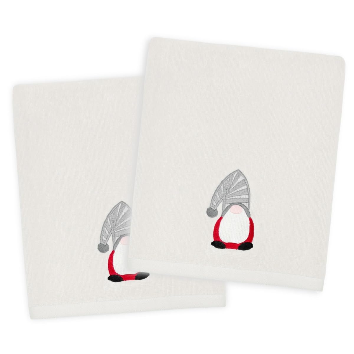 Allure Bath Fashions Cotton Hand Towels 2 Pack - Grey - Christmas Gonk Design