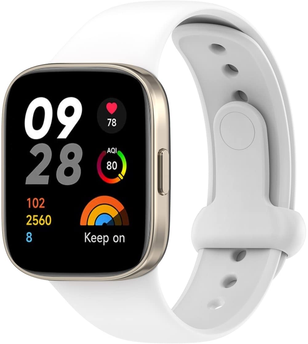 Compatible with Xiaomi Redmi Watch 3 Watch Strap, Gransho Silicone Watch Strap with Stainless Steel Deployment Buckle NO240813