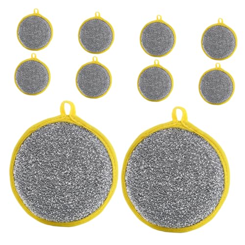 FELTECHELECTR Pack Round Dish Pad Dishwashing Sponge Double-Sided Scrubber Kitchen Cleaning Sponge for Efficient Clean
