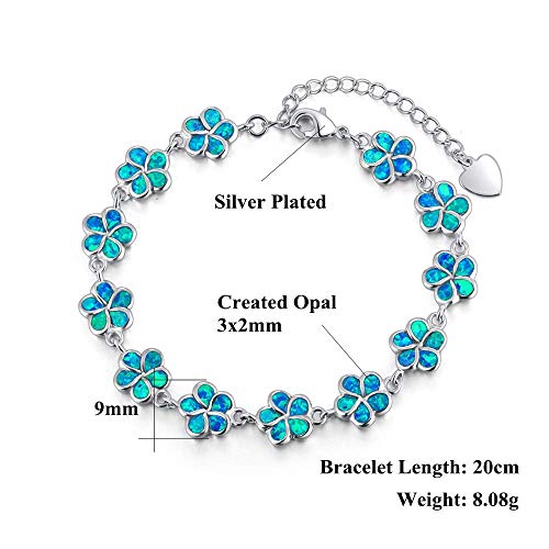 CiNily Adjustable Tennis Bracelet-Oval or Flower Shape White Gold/Sterling Silver Plated Opal Bracelet for Women Girls Gemstone Bracelets 6