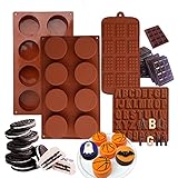 Chocolate Covered Silicone Molds, (4 Pack) Round Candy Baking with Number & Chocolate Decoration...