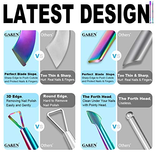 image for GA&EN 2PCS Metal Chameleon Cuticle Pusher and Cutter Remover Salon Qua