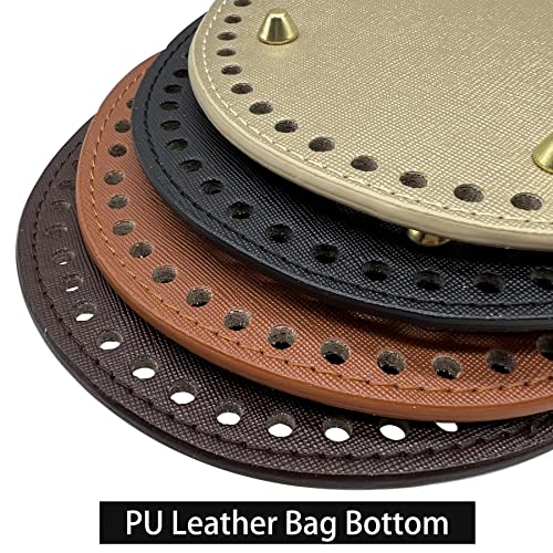 Yayatty 8 Color PU Leather Bag Bottom Base Crochet Bag Bottom, 8 Pieces 5.9 Inch Round Knitting Crochet Bags Bottom with Crochet for DIY Handbag Shoulder Bags Purse Making Supplies - Image 2