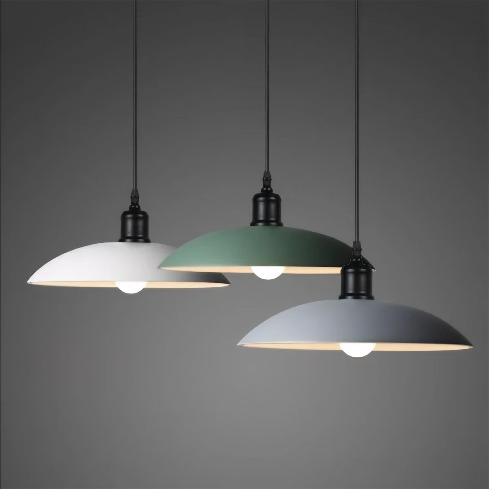 EKSED Lámpara Colgante Industrial de Metal – Luz de Techo Moderna con Casquillo E27 y Altura Ajustable 1 m para Cocina Comedor Entrada Barra (negro)