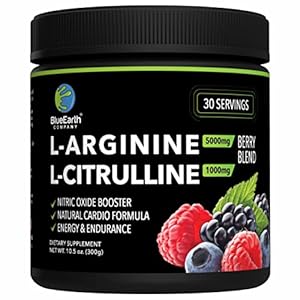BlueEarth Company L-Arginine 5000mg + L-Citrulline 1000mg Complex Powder Supplement – Nitric Oxide Booster – Energy…