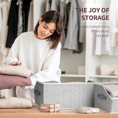 Image of Homsorout Trapezoid Bins for Organization - 8 Pack Storage Cubes, Decorative Fabric Organizer Bins, Large Baskets for Storage, Linen Storage Organizer for Clothes, Books, Home, Light Gray