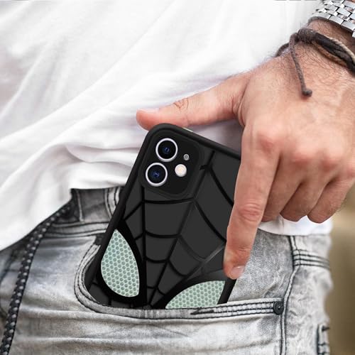 Image of Stylish Spider Back Case Cover Compatible for iPhone 11 | Spidey Face Mask Case | Soft Silicone | Camera & Full Body Protection | Shock Proof | (Black)