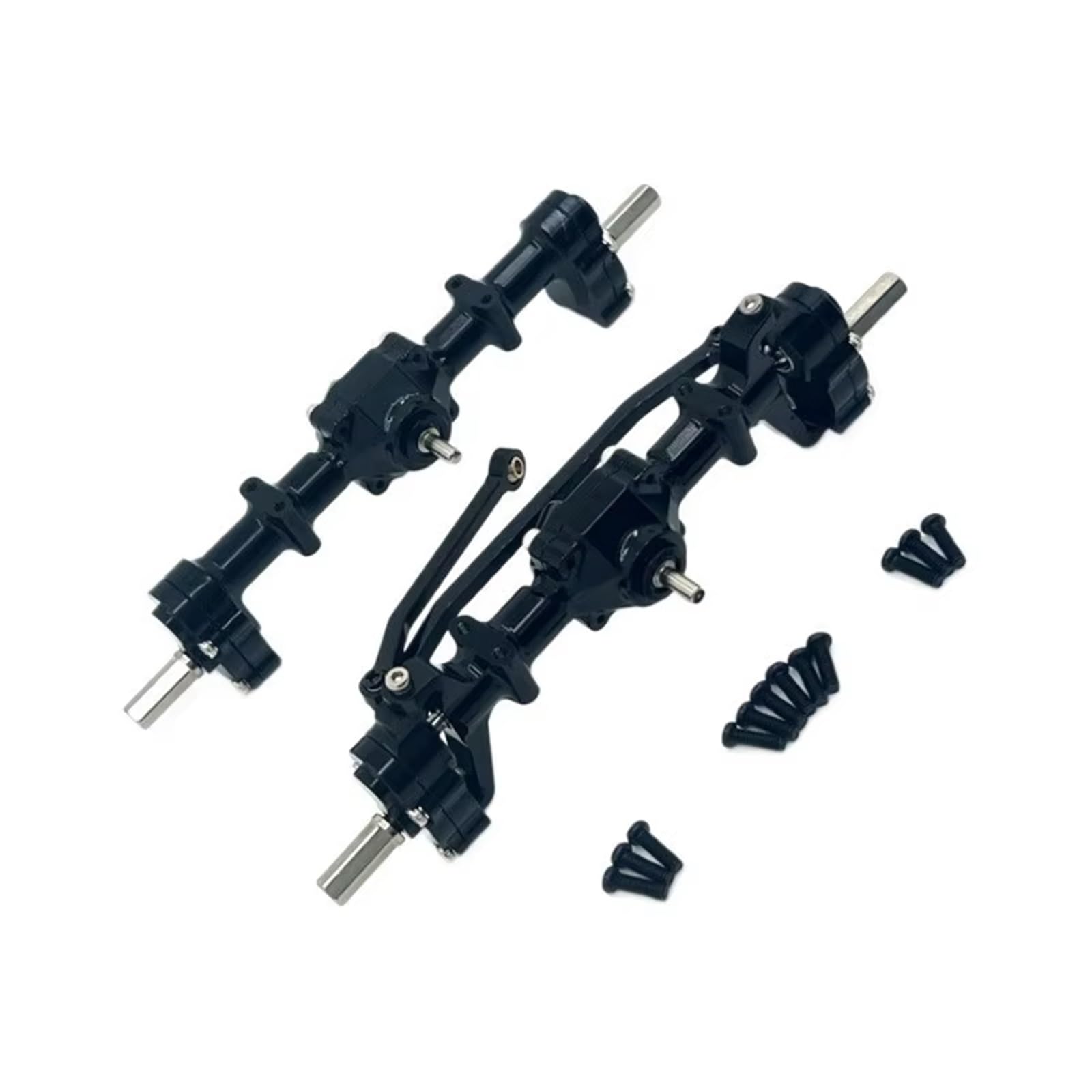Kompatibel Mit WPL C14 C24 C34 C44 C54 C64 C74 B14 B24 1/16 RC-Autoteilen, Verbesserte Metall-Türbrücken Vorne Und Hinten Vorder Hinterachse RC(Black)