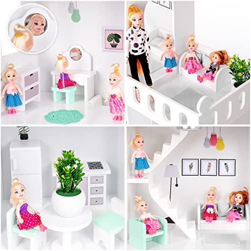 Green Series Puppenhaus Holz Groß, Barbie Puppenhaus - Puppenhaus Holz version mit mintgrünem Zubehör, 38 Zubehörteile… – Bild 3
