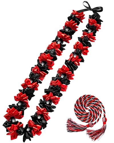 Collier lei de remise de diplôme 2026 en perles de kukui et ruban Cindeer