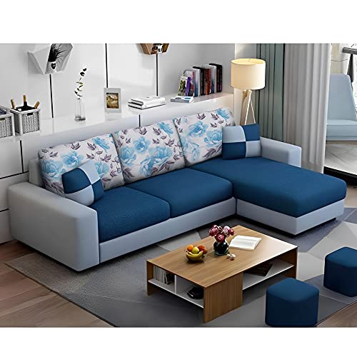 Image of Orland 4 Seater RHS L Shape Sofa Set for Living Room | Color - Blue Grey