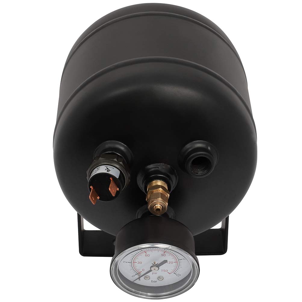 0.5 Gallon (2 Liter) 5 Port Air Compressor Tank 150 PSI Replacement for Air Ride Suspension Car Train Horn