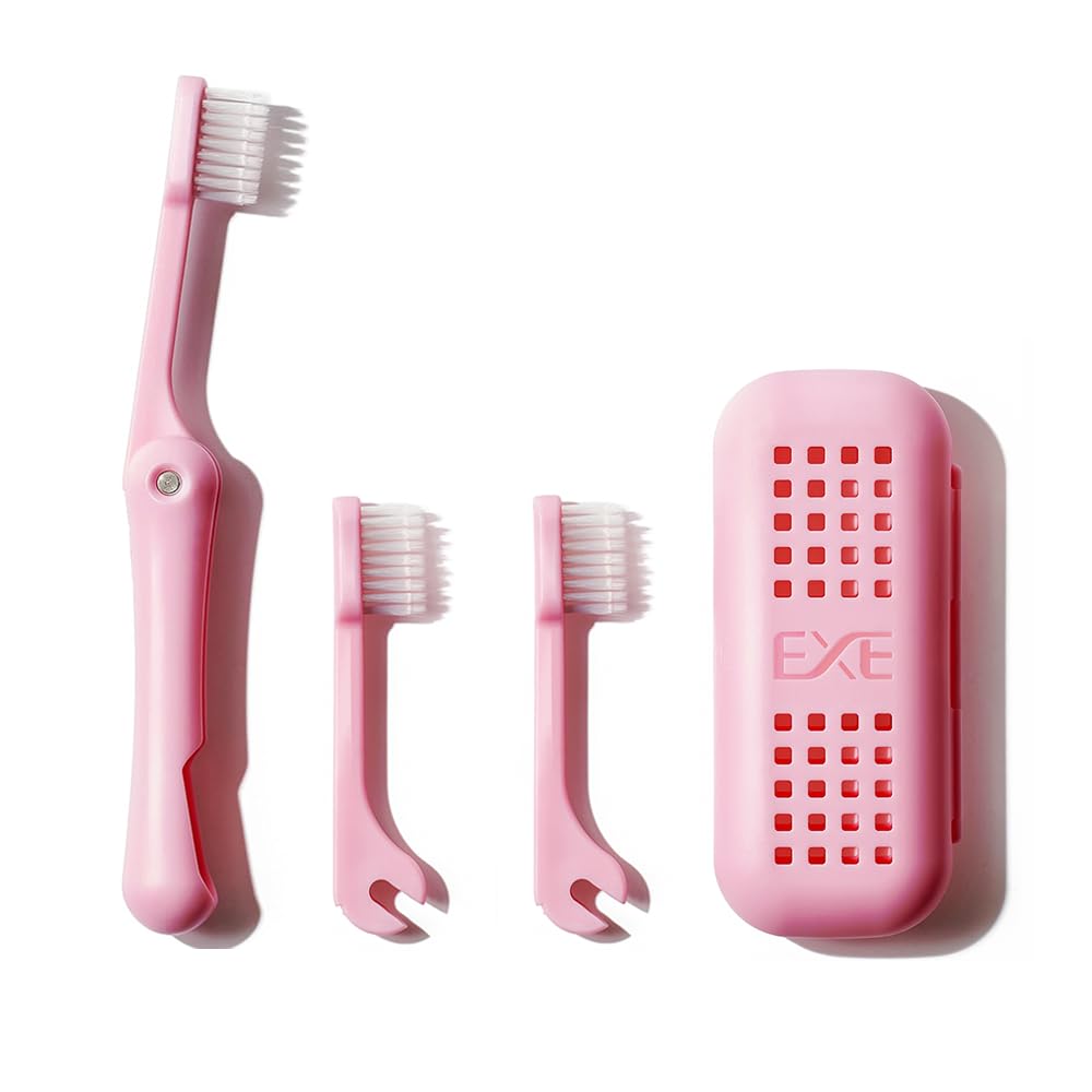 MINIBOX Kit de cepillo de dientes plegable de tamaño de viaje reemplazable construido con funda, cerdas de doble capa, cepillo de dientes portátil de tamaño de viaje para oficina, viajes de negocios,