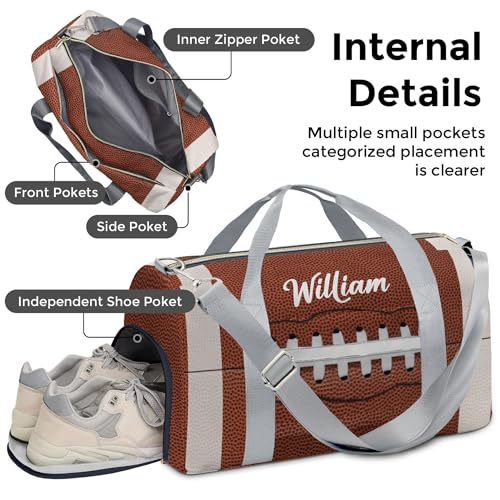 Personalized Duffel bag, Custom Small Gym Bag for Men Women, Football Sports Workout Travel Bag with Shoes Compartment, Weekender Bag, Sleepover Bag3