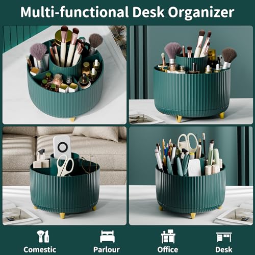 Image of fanado 360 Rotate Makeup Brush Holder Organizer, Makeup Organizers Countertop, Makeup organization and Skincare Storage for Vanity, Desktop, Bathroom (Green)