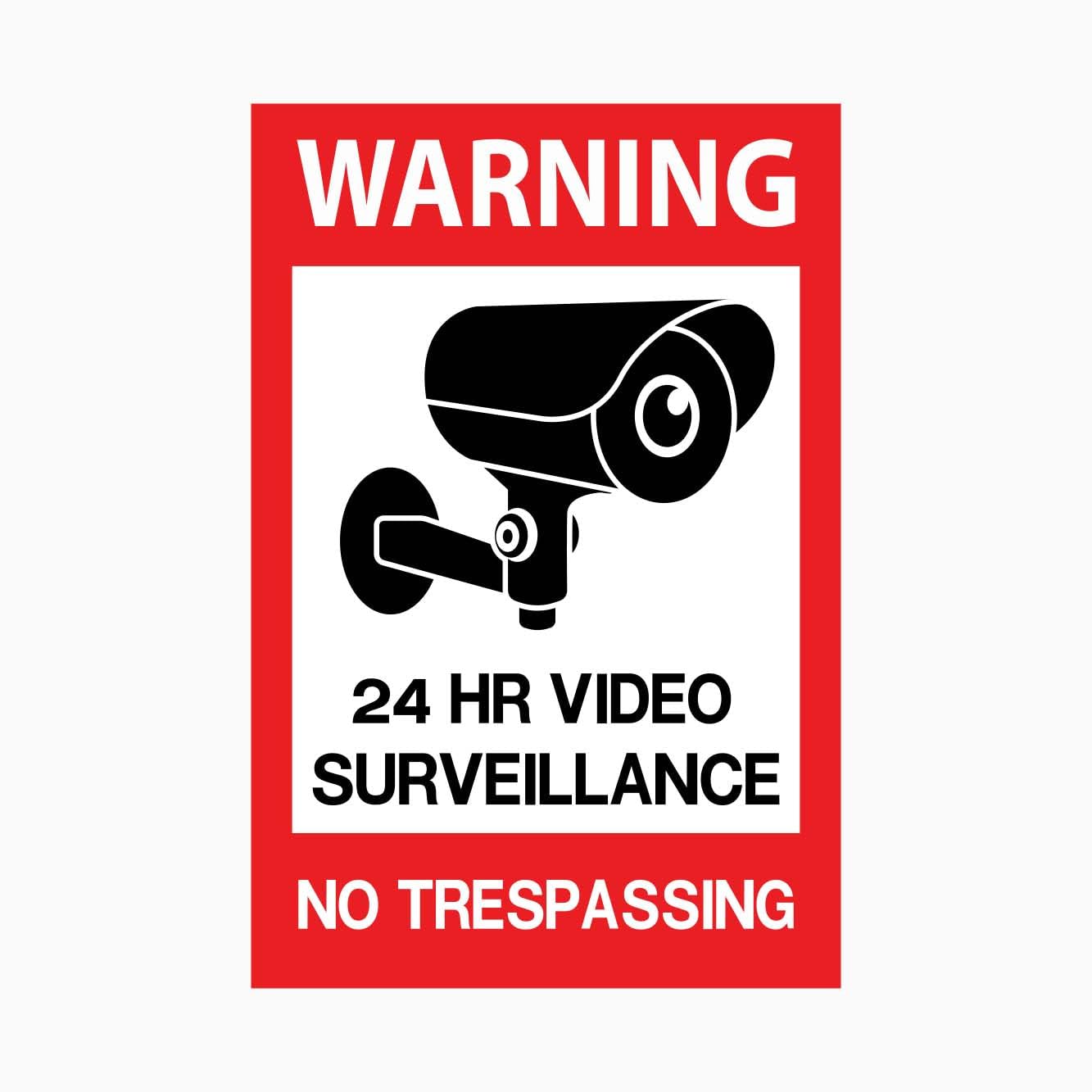 WARNING 24 HR VIDEO SURVEILLANCE NO TRESPASSING Sign, 12x8 Metal Tin Sign, 24hr surveillance, no trespassing.