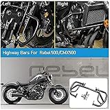 US Stock!! Motorcycle Black Engine Guard Highway Crash Bars Crashbar Frame Falling Protector Bumper Accessories Fits for H.onda Rebel500 Rebel 500 CMX500 CMX 500 Parts 2017 2018 2019 2020 2021 2022