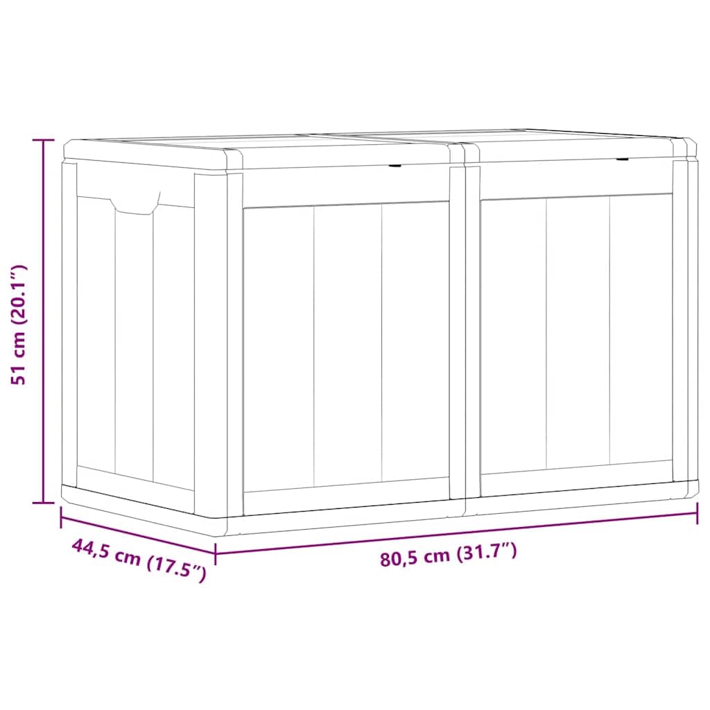 Contenitore da giardino da 180 l, colore marrone, effetto legno PP, resistente alle intemperie e ai raggi UV, con ampio spazio per cuscini, imbottiture e attrezzi da giardino, ideale per
