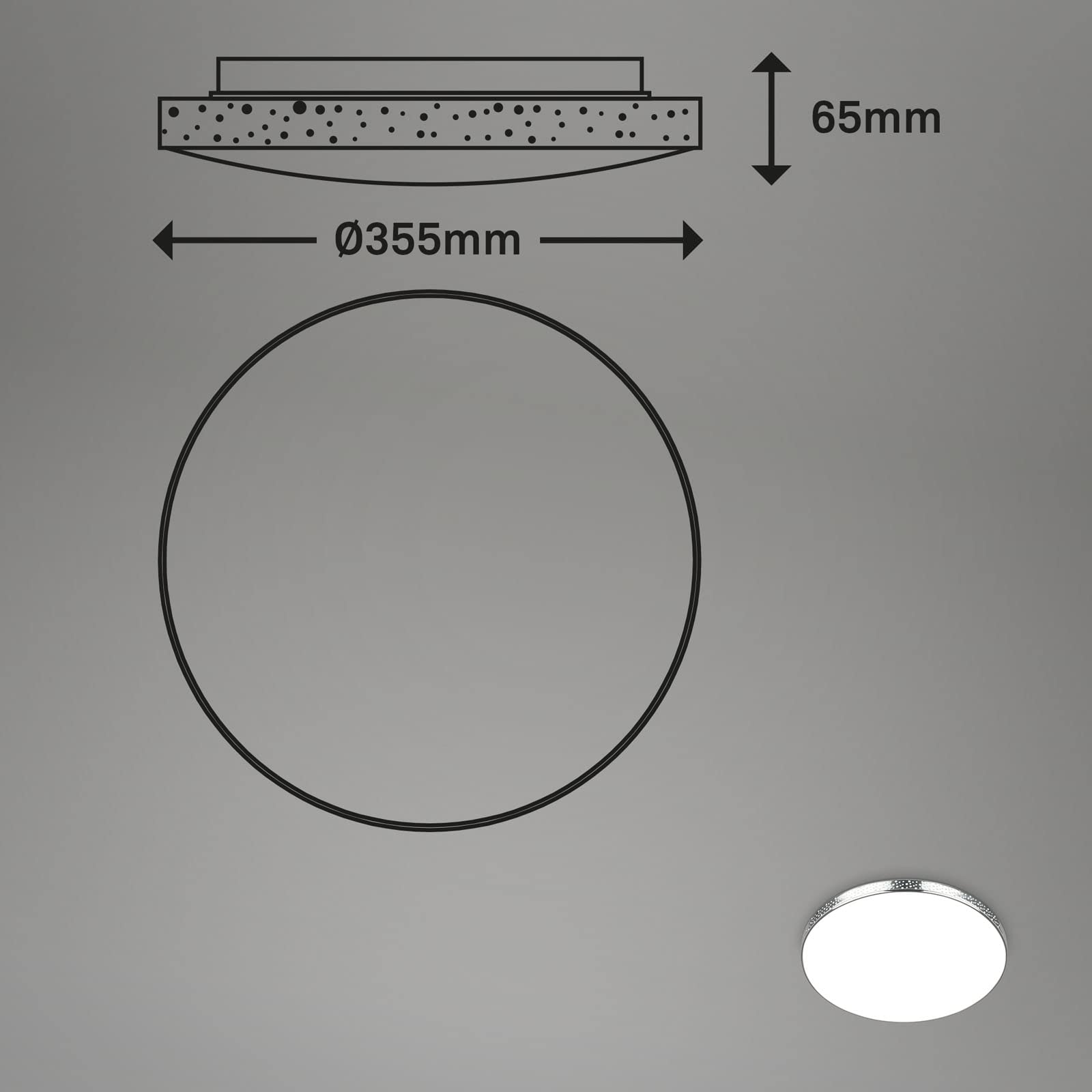BRILONER - Lámpara LED de techo efecto brillo, lámpara de baño RGB, lámpara de baño LED IP44, temperatura de color regulable, cromo, 355x65 mm (DxH)