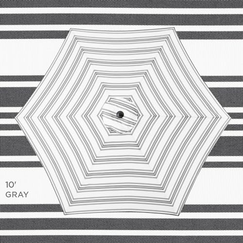 Best Choice Products SKY7931 10Ft Outdoor Steel Polyester Market Patio Umbrella W/Crank, Easy Push Button, Tilt, Table Compatible - Striped Gray thumb #3