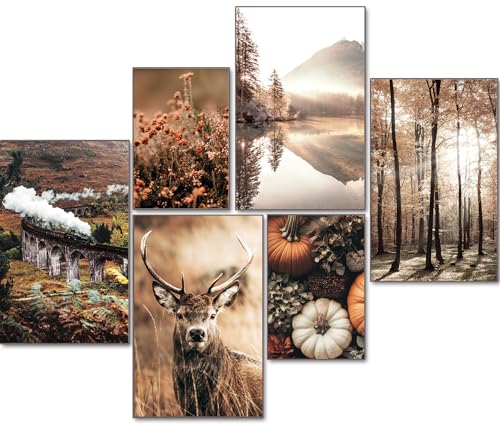 artpin® Moderne Poster Set AUTUMN FOREST- 6 Bilder Wohnzimmer Deko...