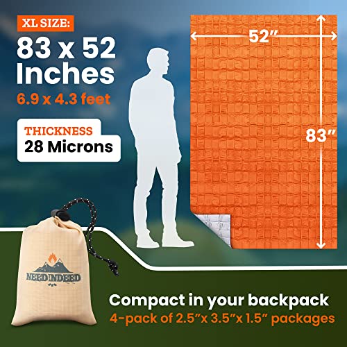 Emergency Blanket 4Pack Space Blankets Preserve up to 90% of Body Heat Emergency Blanket survivel Multipurpose, Emergency Blanket car Foil Blanket Bundle by NeedIndeed, 83x52 in. - Image 5