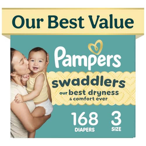 Image of Pampers Swaddlers Diapers, Size 3 (13-26 lbs), 168 Count, Fragrance Free, Hypoallergenic, Absorbent, Pediatrician Recommended, Skin Safe