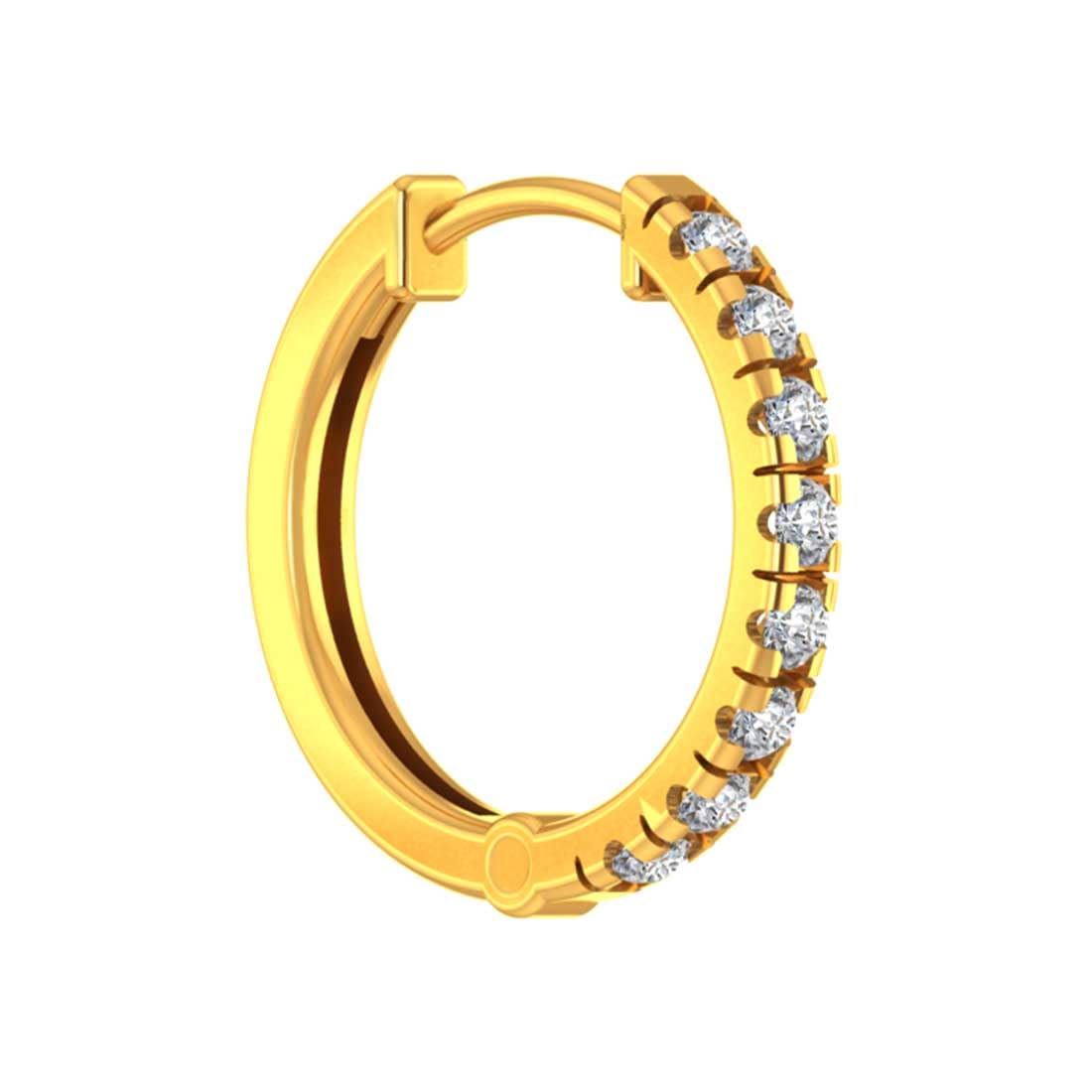 18KT (750) Yellow Gold & Certified Natural Diamond Linear Radiance Design Nose Ring for Women-image-8