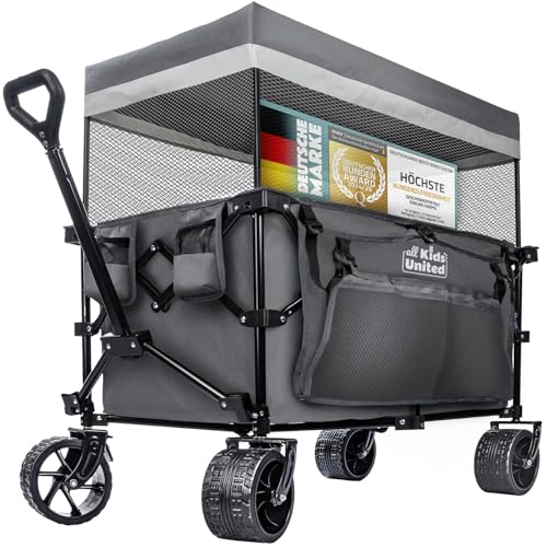 Chariot à Main de Transport Pliable; Buggy de Plage jusqu'à 90 L et 150 kg ; Roues XXL avec Frein ; Chariot de Camping pour Le Jardin et l'extérieur ;...