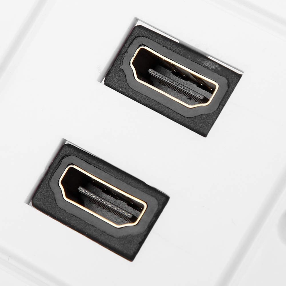 Akozon Panel ścienny HDMI, biały podwójny port HDMI płyta ścienna panel płyta czołowa płyta ścienna gniazdo HDMI wtyczka gniazdo gniazdo gniazdo dekoracyjne osłona twarzy panel montażowy do hotelu domu biura budynku