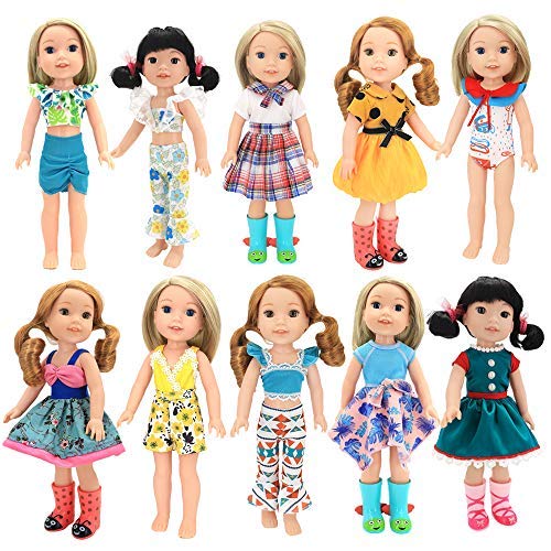 Barwa 4 Dress 3 Pair of Shoes Doll Clothes for 14.5 inch Dolls