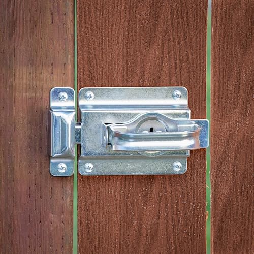 Image of National Hardware N101-600 V25 Heavy Duty Swinging Barn Door Latch for Sheds Gates Zinc Plated 3 /8 in Automatic Locking Padlock Compatible Right Left Hand Operation
