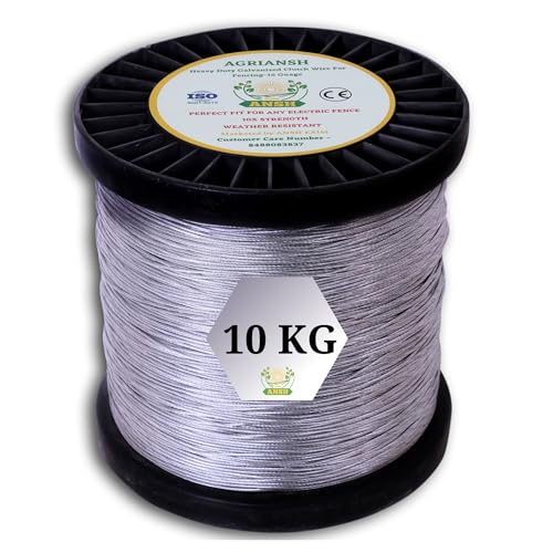 Agriansh Jhataka Machine Fencing Electric Galvanized Clutch Wire for Boundary – 1000 Meter, 1.5 mm, 7 Inter-Woven Mixed Wire Ideal for Solar Fence Energizer & Electric Fence System for Home