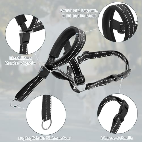 Voarge Ausbildungsgeschirr Hundehalfter Haustier Maulkorb, Einfache Anpassung, Leicht, mit gepolstertem Nasenriemen, Hundemundschutz Training Halter verhindert Bellen Beißen und Kauen, L