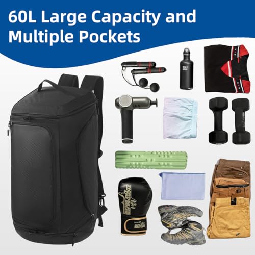 GraceTune 60L Gym Travel Duffel Backpack Bag for Men Women Sports Waterproof Weekender Large Bags with Shoe Compartment3