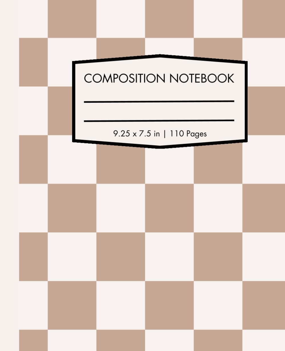 Neutral Aesthetic Composition Notebook: Beige & White Checkerboard Pattern Journal, 110 Lined Pages, Medium Size 7.5 x 9.25 inches, Wide-Ruled, Eco-Friendly Printing