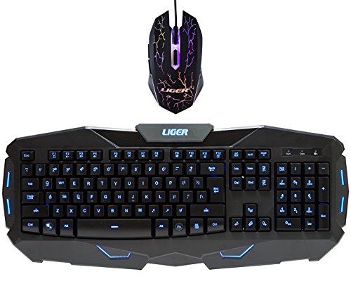 Keyboard and Mouse Gaming Combo with LED Backlit, USB Wire Connection - by Liger