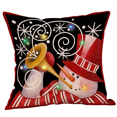 Lihan LED Design Funda de Navidad Series Fundas de cojín Cuadrado decoración navideña Regalo para sofás Dormitorio Auto Throw Reno Rudolph Duende Elk, LED24 45 * 45cm/17.71 * 17.71inch