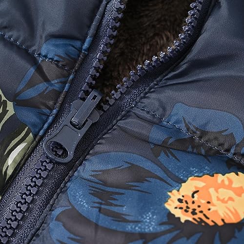 Toddler Boys Girls Winter Coat Cute Cartoon Floral Butterfly Animal Dinosaur Print Fleece Lined Hooded Padded Jackets4