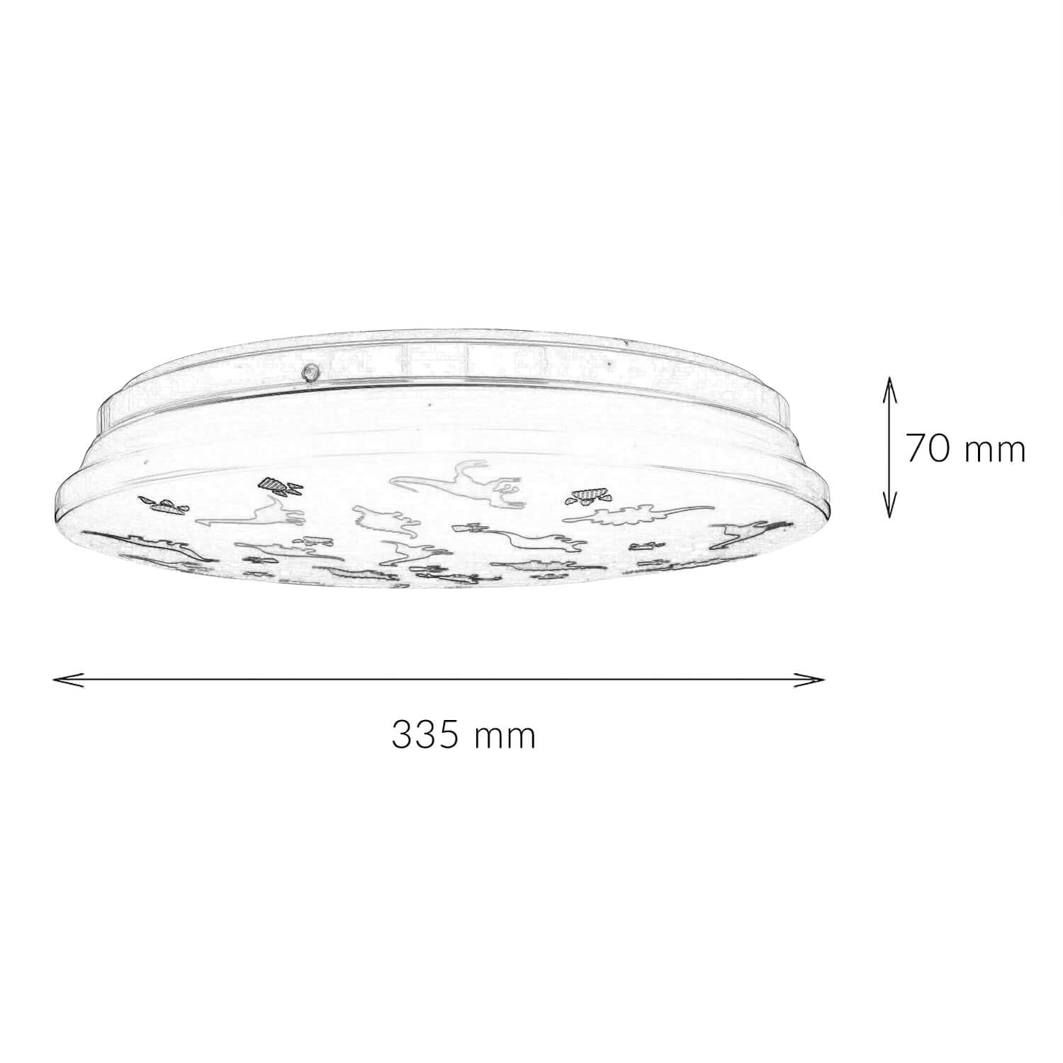 Plafoniera LED camera dei bambini IP44 Bianco Colorato Ø 33,5 cm 4000 K 1300 lm bianco neutro Dinosauro camera dei bambini lampada soffitto